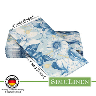12"x17" SimuLinen Signature Blue Garden Guest Towel
