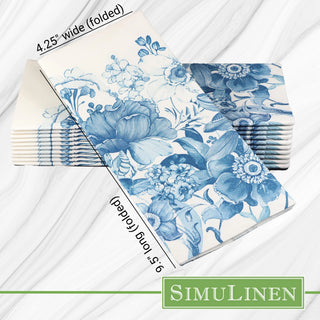 19"x17" SimuLinen Signature Blue Garden Dinner Napkin