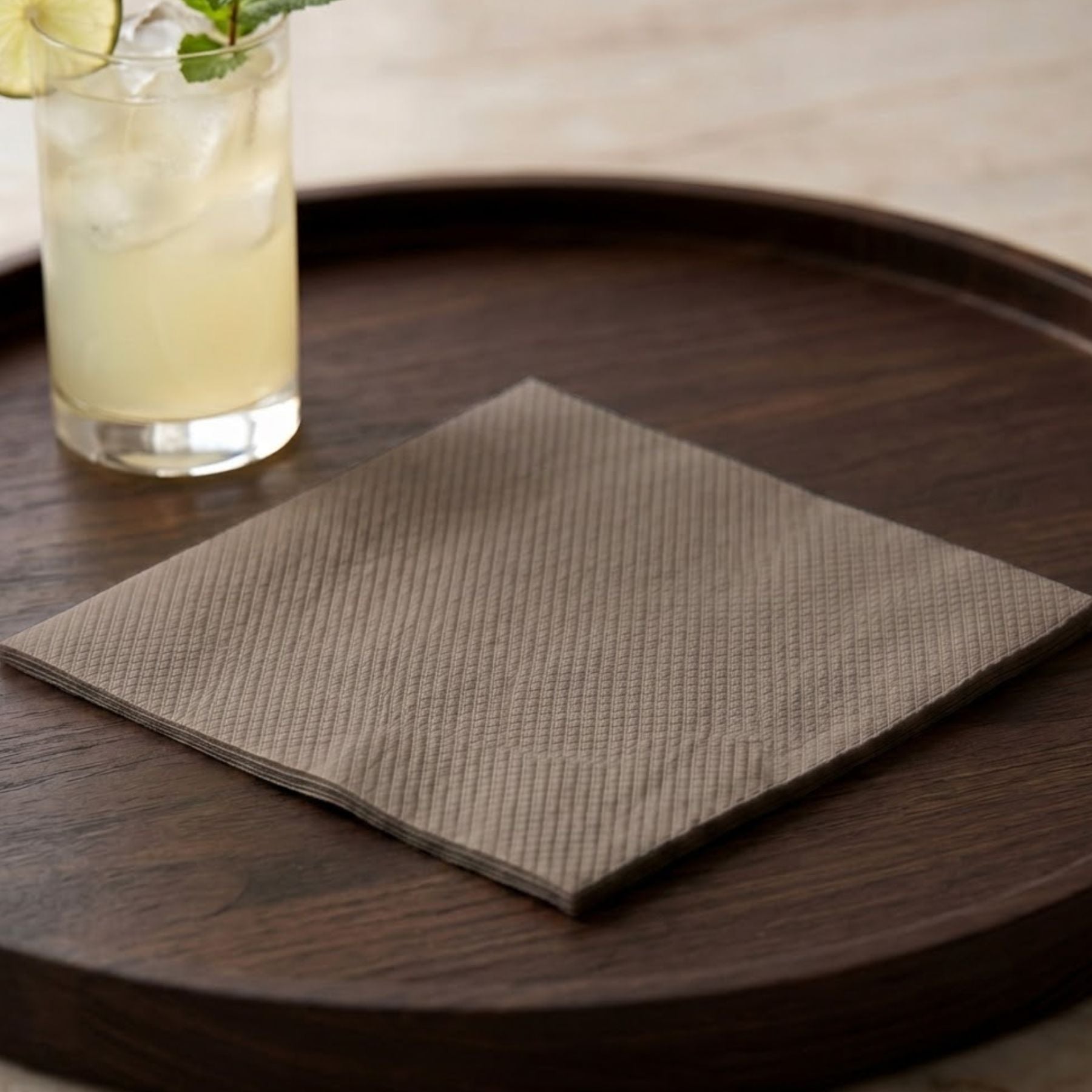 BROWN Disposable Cocktail Napkins — Cloth-Like Airlaid 10x10"