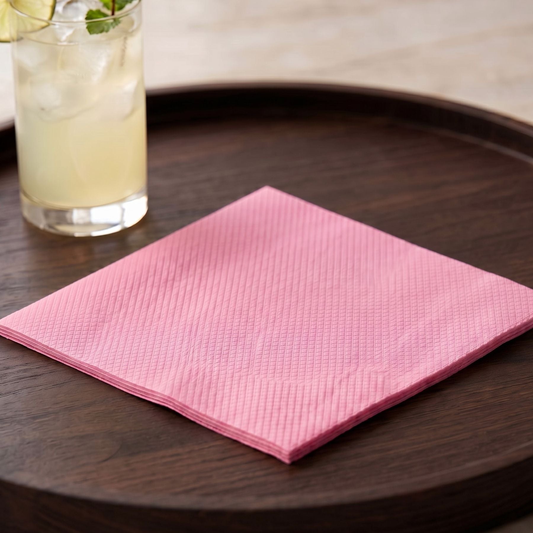 BUBBLE GUM PINK Disposable Cocktail Napkins — Cloth-Like Airlaid 10x10"