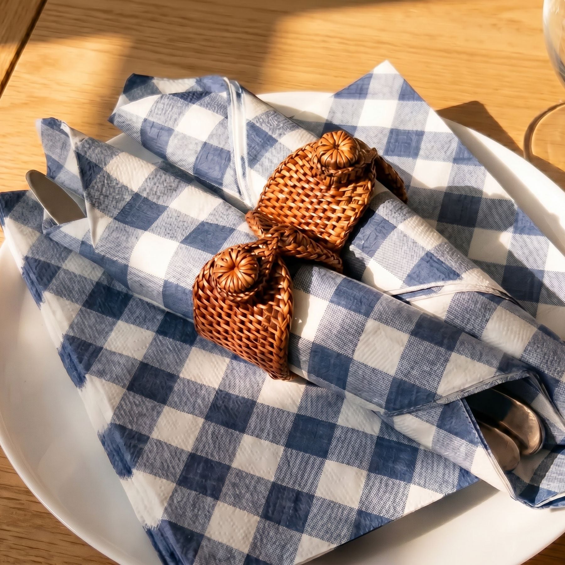 BLUE GINGHAM ClassicPoint Disposable Dinner Napkins — Premium UltraPly 16x16" (50 count)