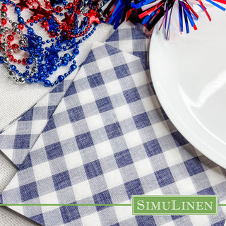 ClassicPoint Dinner Napkins - Blue Gingham - Decorative & Disposable 15.5"x15.5" - Pack of 50