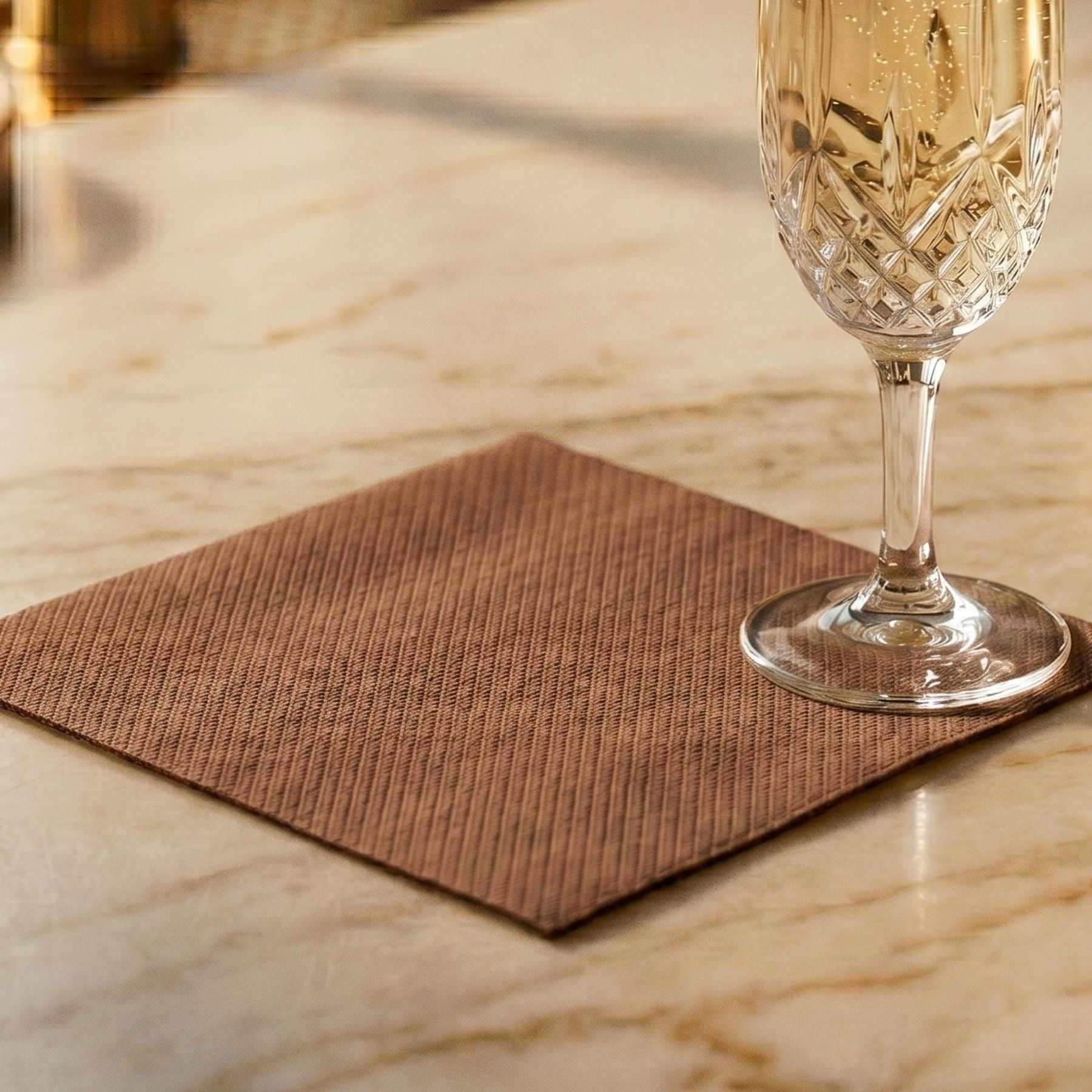 BRONZE-COPPER BROWN Disposable Cocktail Napkins — Cloth-Like Airlaid 10x10"