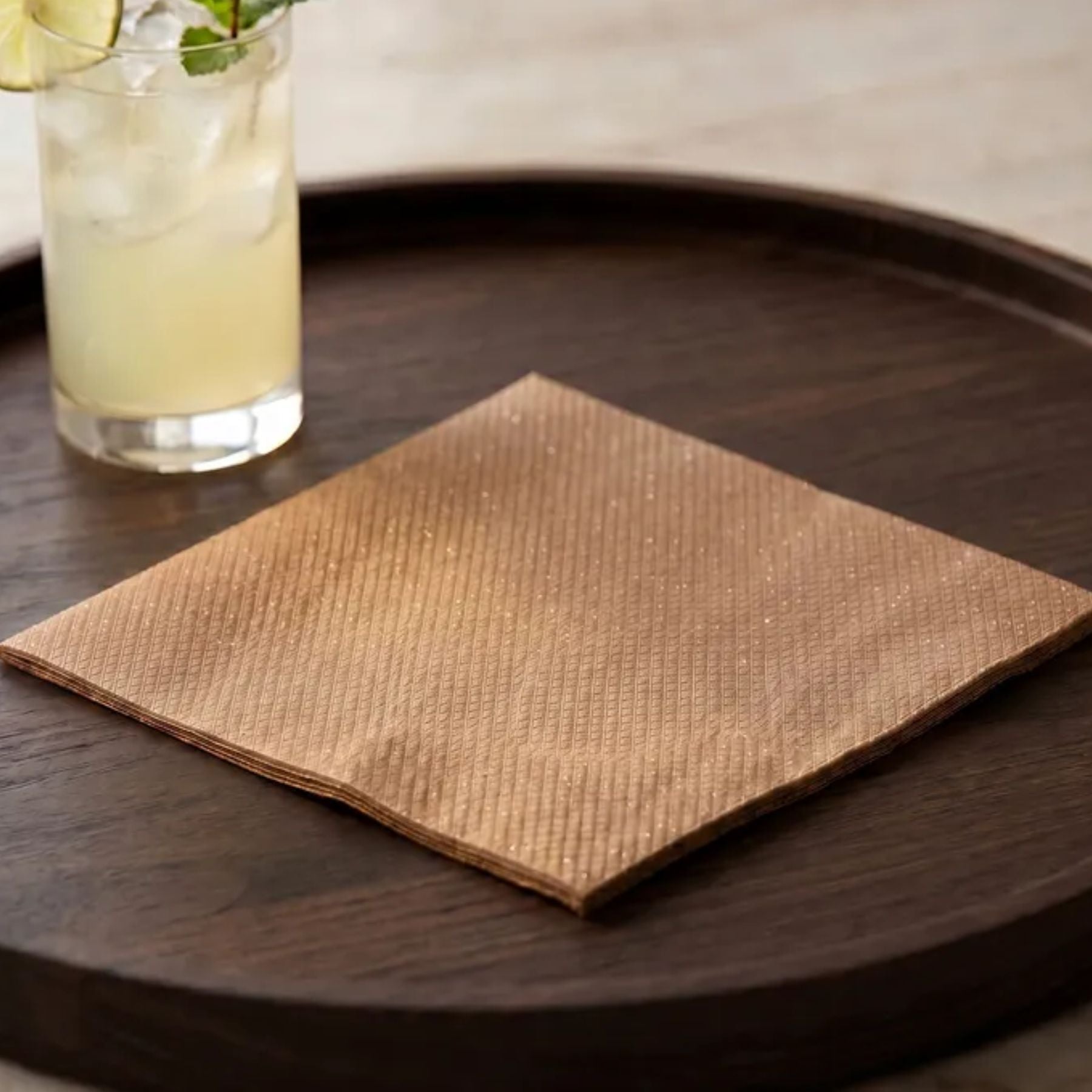 BRONZE-COPPER BROWN Disposable Cocktail Napkins — Cloth-Like Airlaid 10x10"