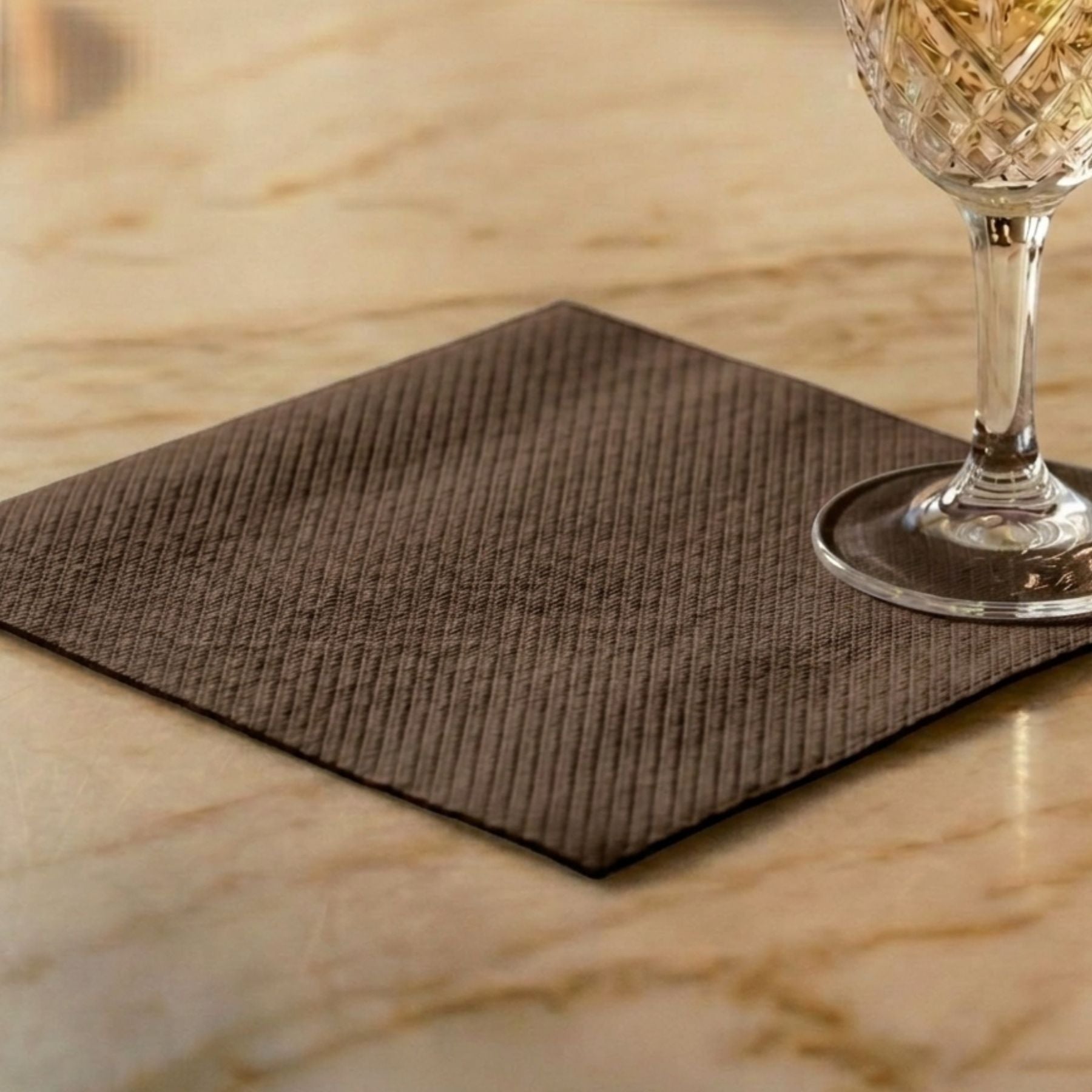 BROWN Disposable Cocktail Napkins — Cloth-Like Airlaid 10x10"