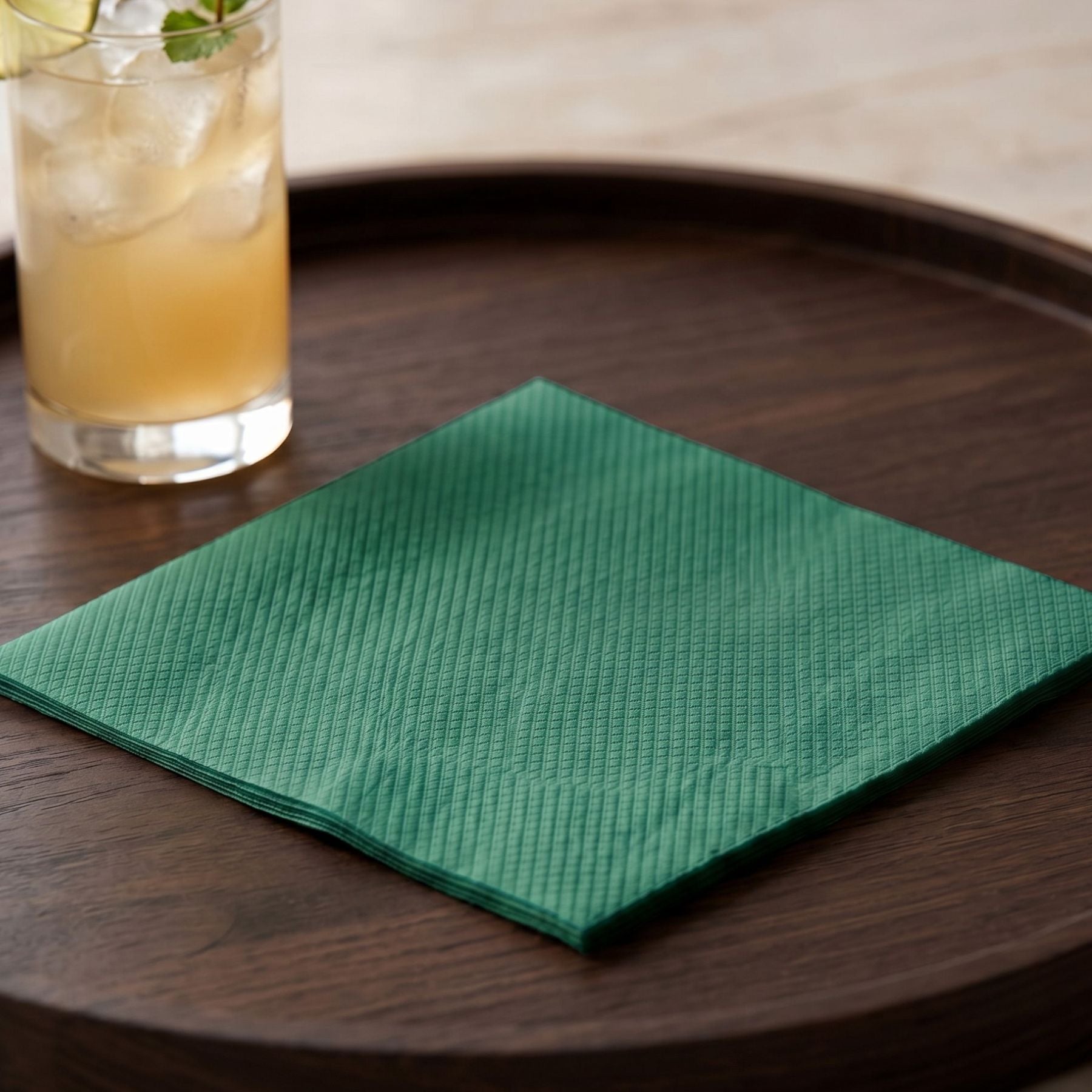 DARK HUNTER GREEN Disposable Cocktail Napkins — Cloth-Like Airlaid 10x10"
