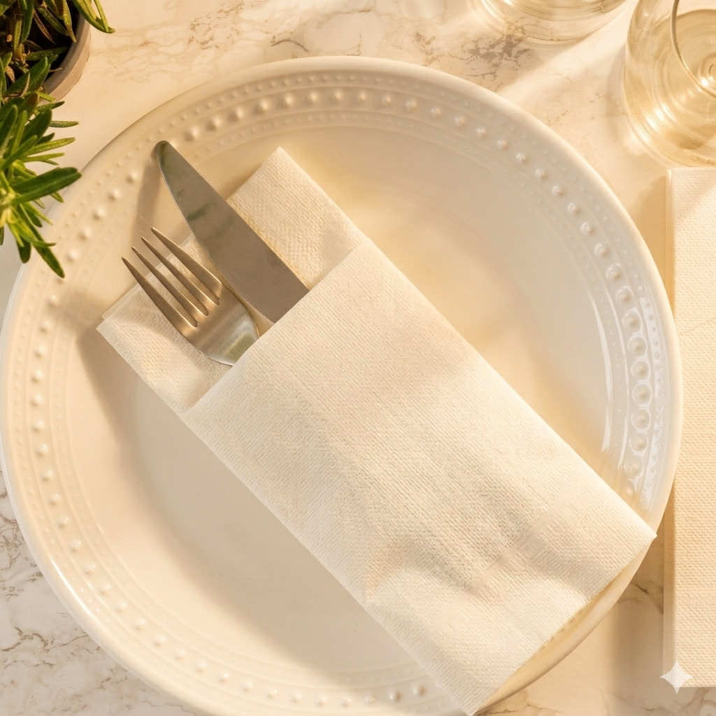 WHITE Premium Disposable Pocket Napkins — Cloth-Like Airlaid 17x17"
