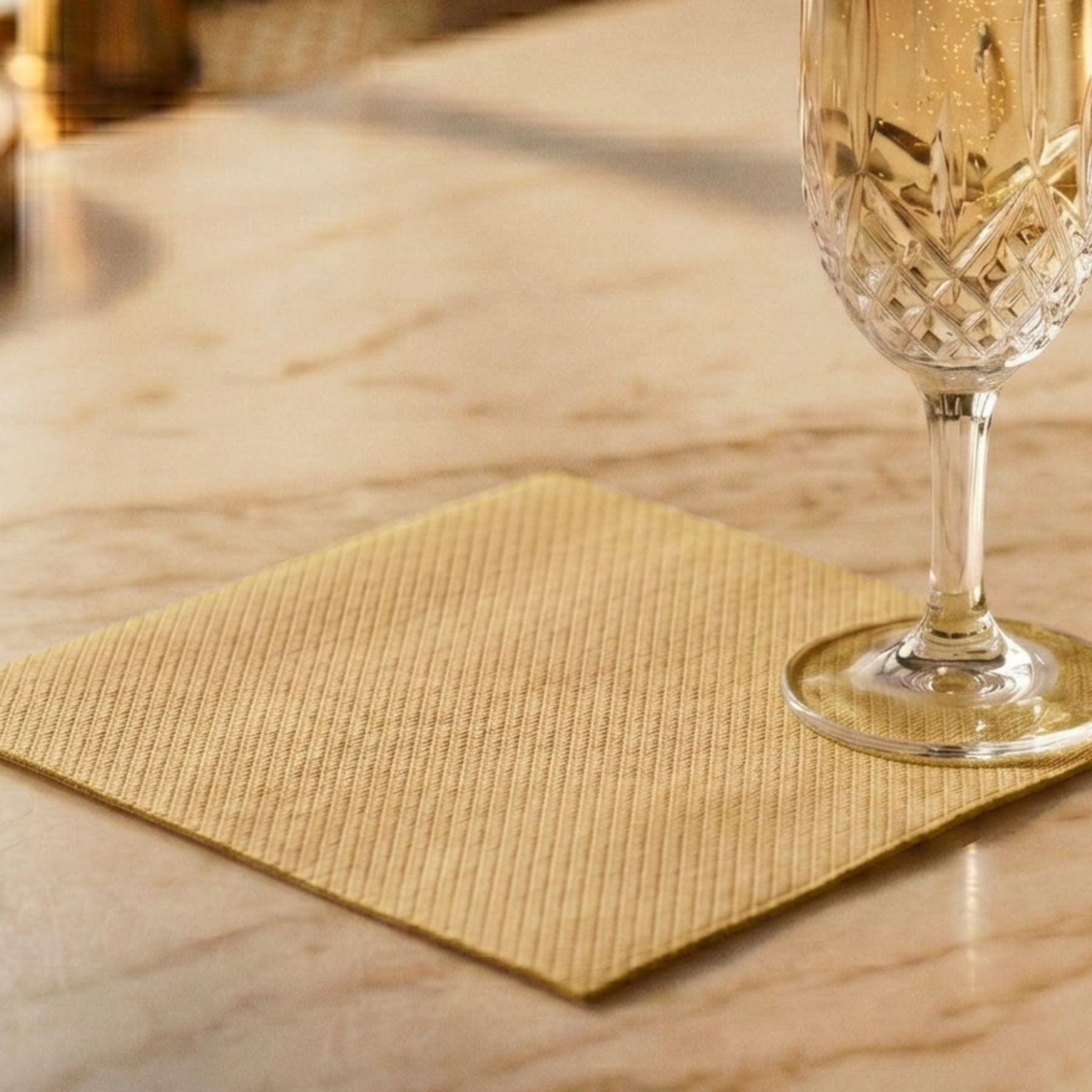 GOLD Disposable Cocktail Napkins — Cloth-Like Airlaid 10x10"