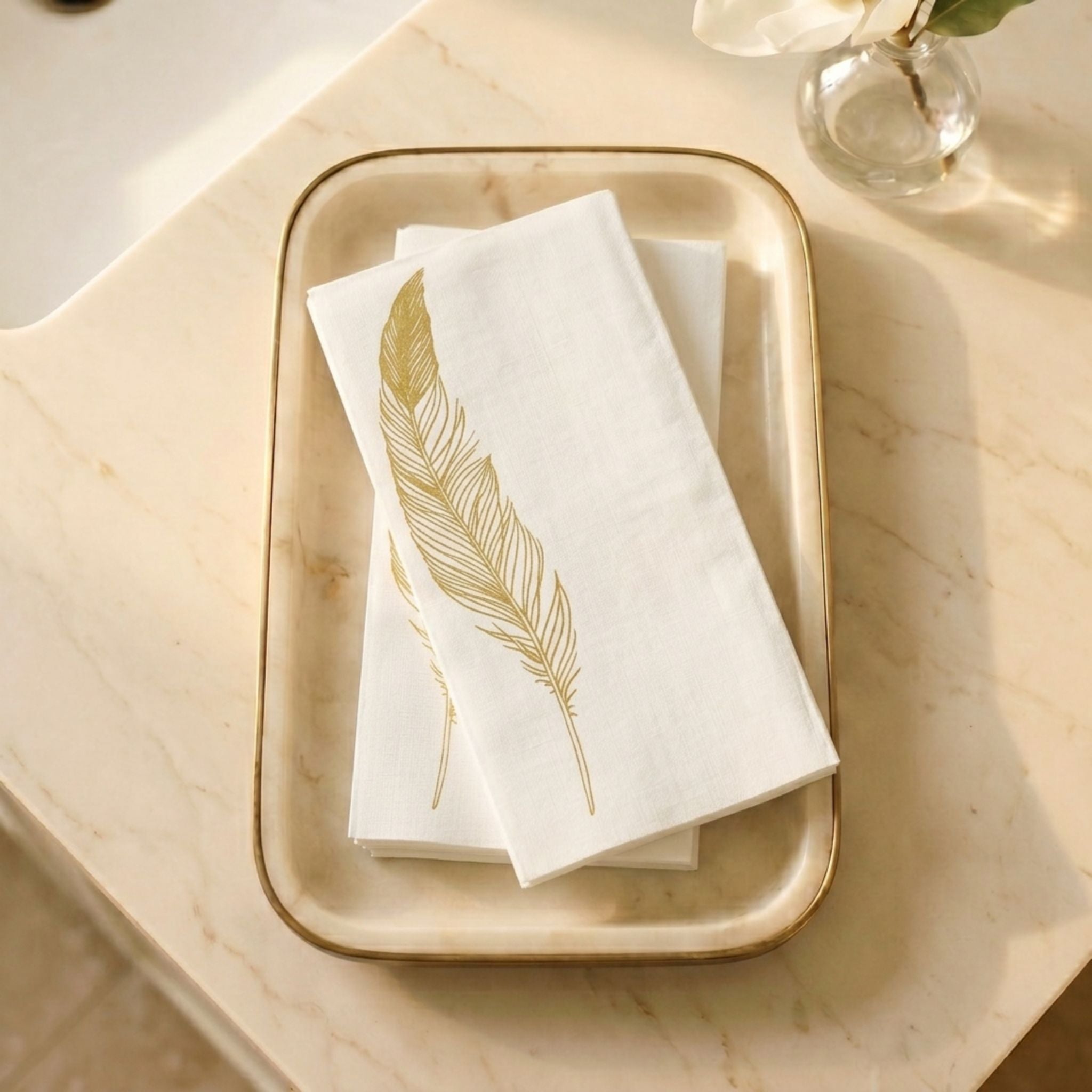 GOLD FEATHER Disposable Guest Towels — Cloth-Like Airlaid 12x17"