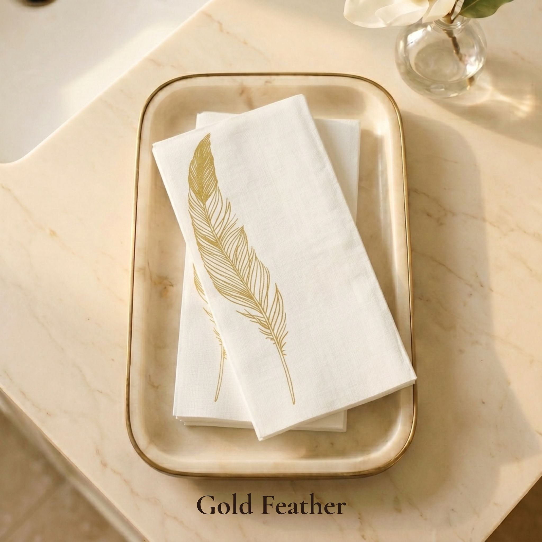 Gold Feather Guest Towel 25ct