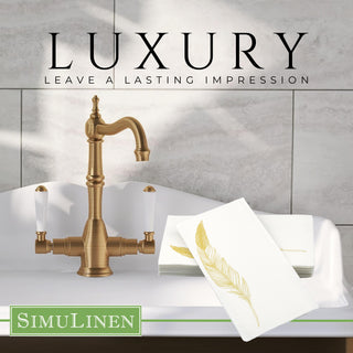 12"x17" SimuLinen Signature Gold Feather Guest Towel **FINAL SALE**