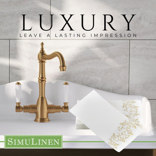12"x17" SimuLinen Signature Gold-Floral Guest Towel