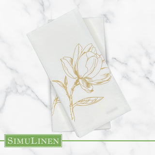 12"x17" SimuLinen Signature Gold Magnolia Guest Towel **FINAL SALE**