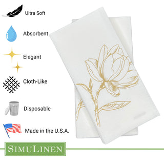 12"x17" SimuLinen Signature Gold Magnolia Guest Towel **FINAL SALE**