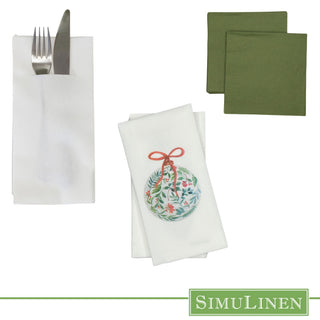 Christmas Guest Towel, Pocket White Dinner, Simplicity Olive green -  Bundle