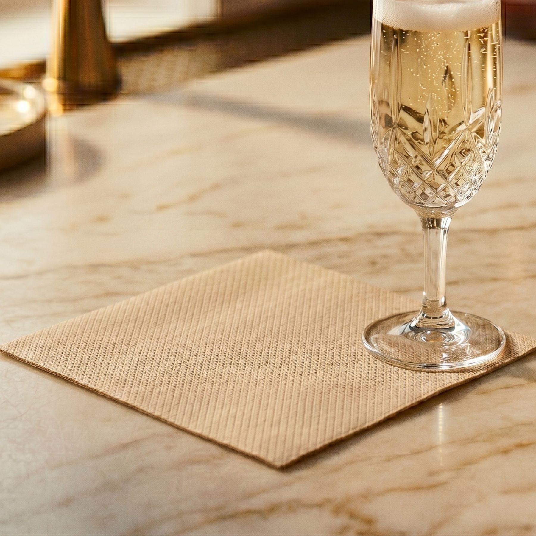 KRAFT NATURAL BROWN Disposable Cocktail Napkins — Cloth-Like Airlaid 10x10"