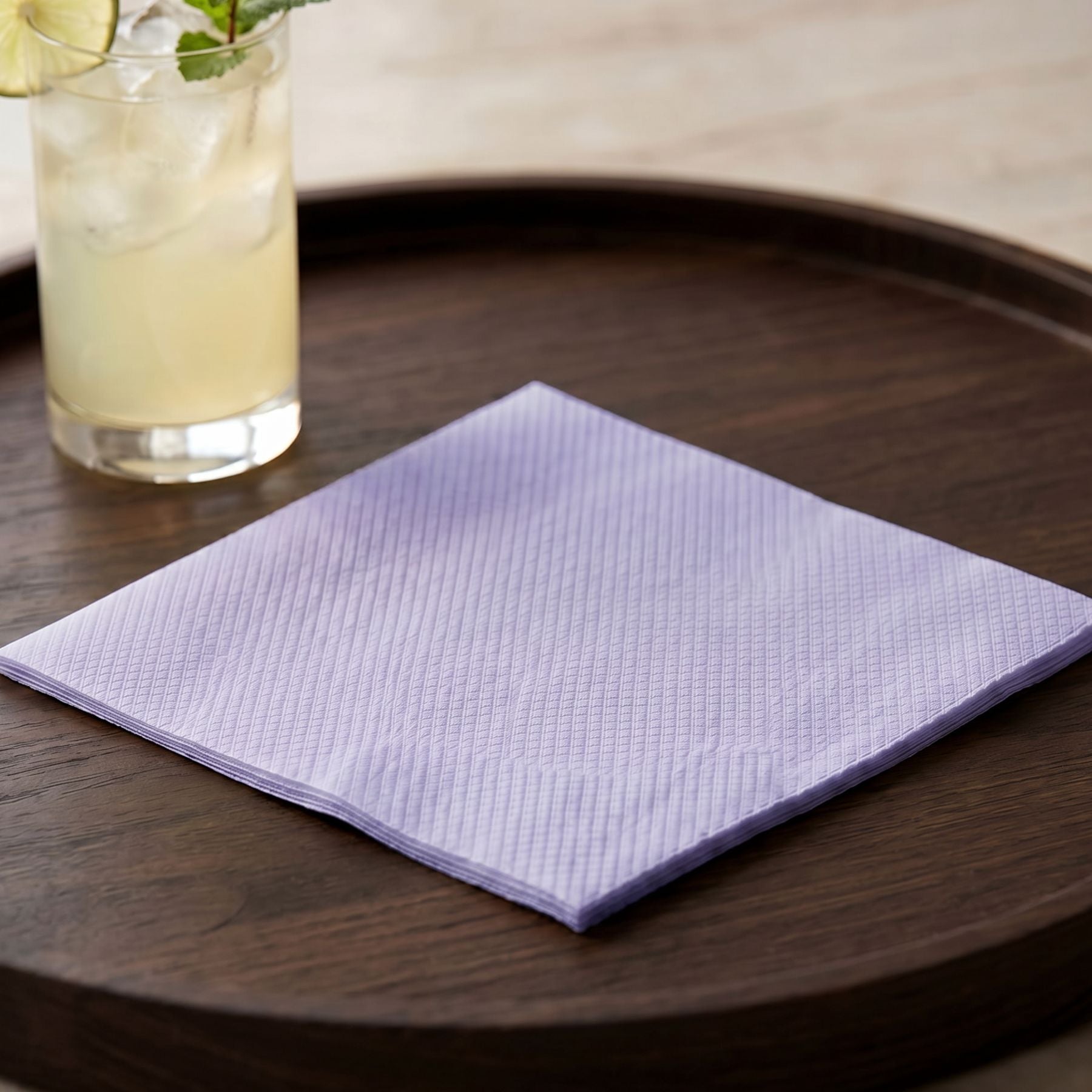 PURPLE LAVENDER Disposable Cocktail Napkins — Cloth-Like Airlaid 10x10"