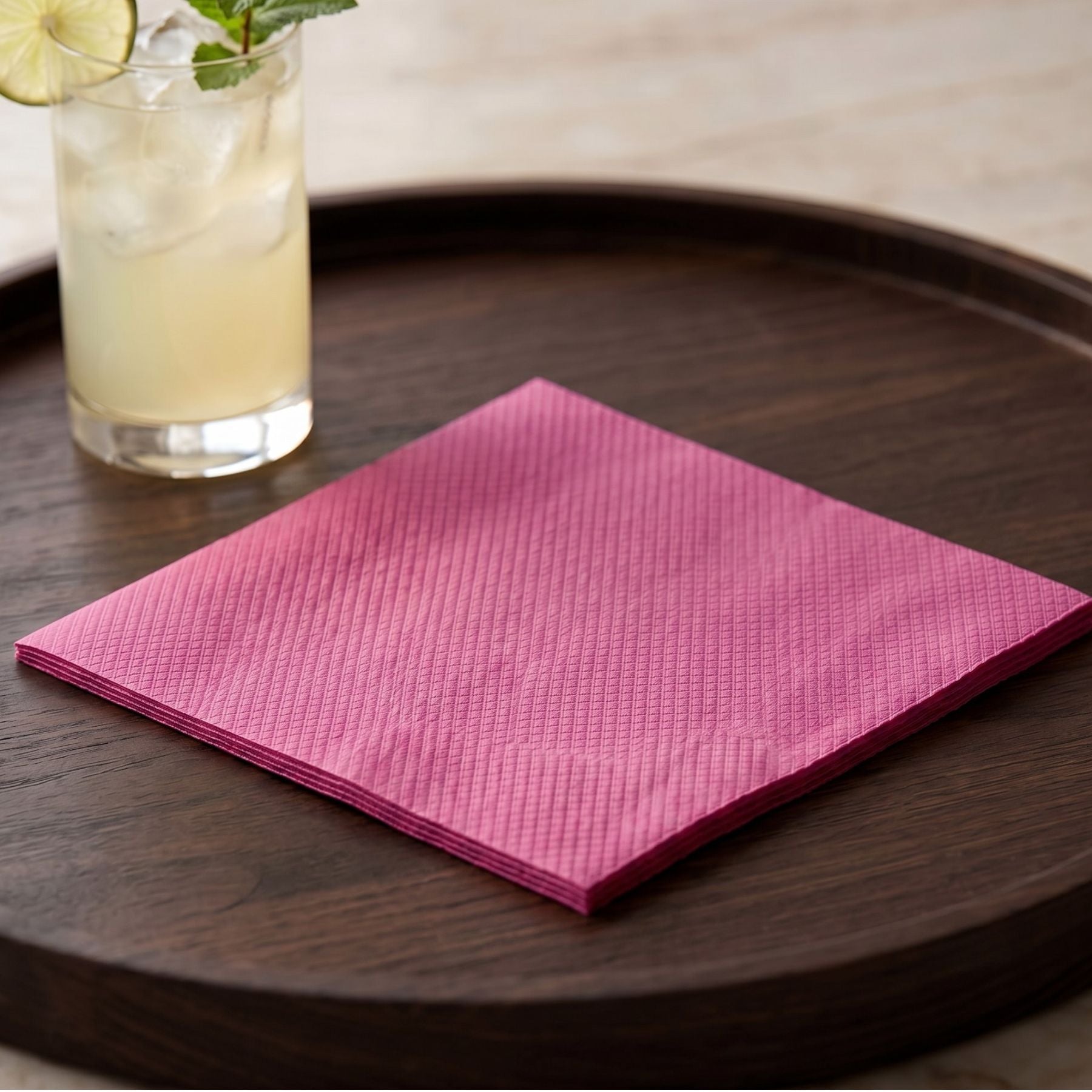 MAGENTA PINK Disposable Cocktail Napkins — Cloth-Like Airlaid 10x10"