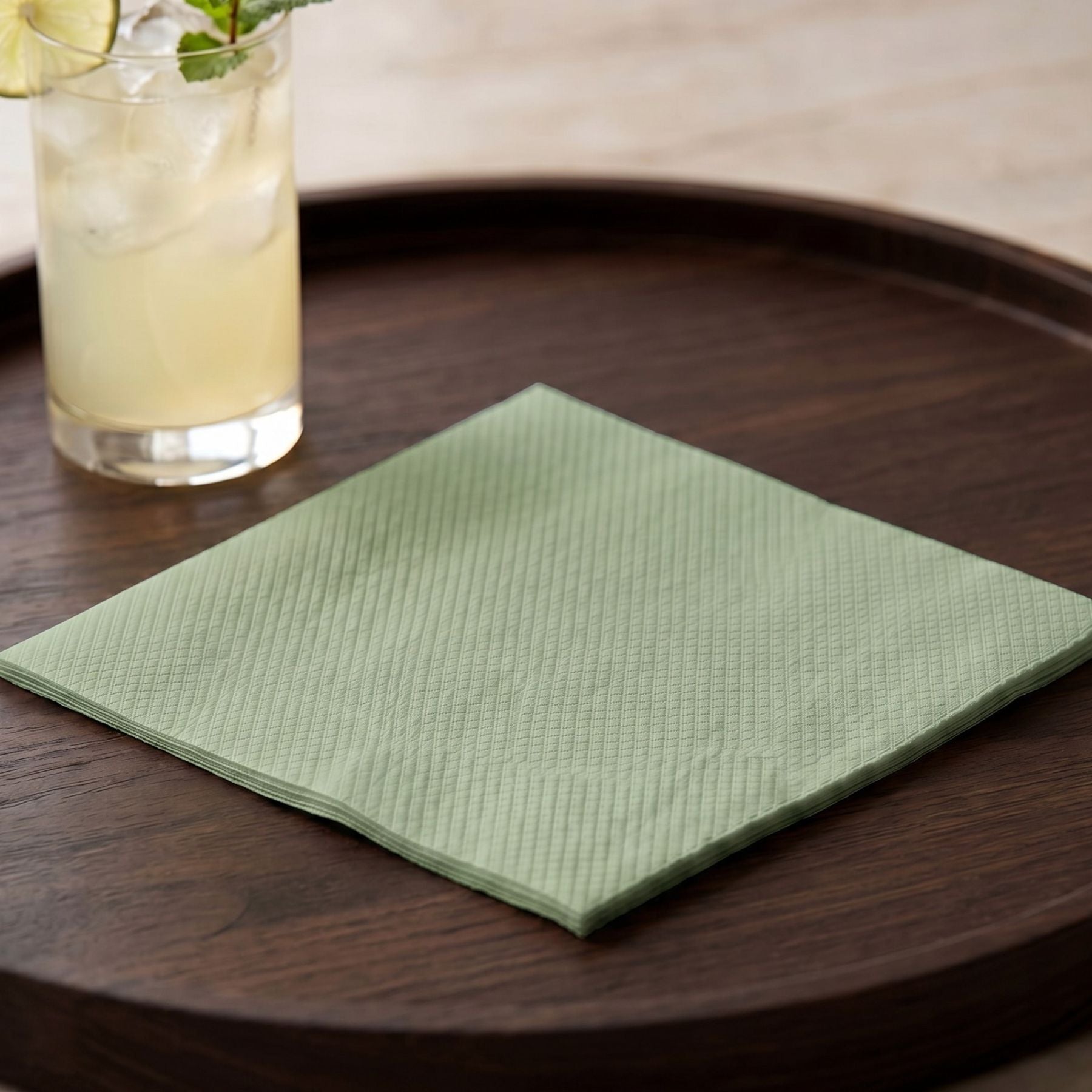 OLIVE GREEN Disposable Cocktail Napkins — Cloth-Like Airlaid 10x10"