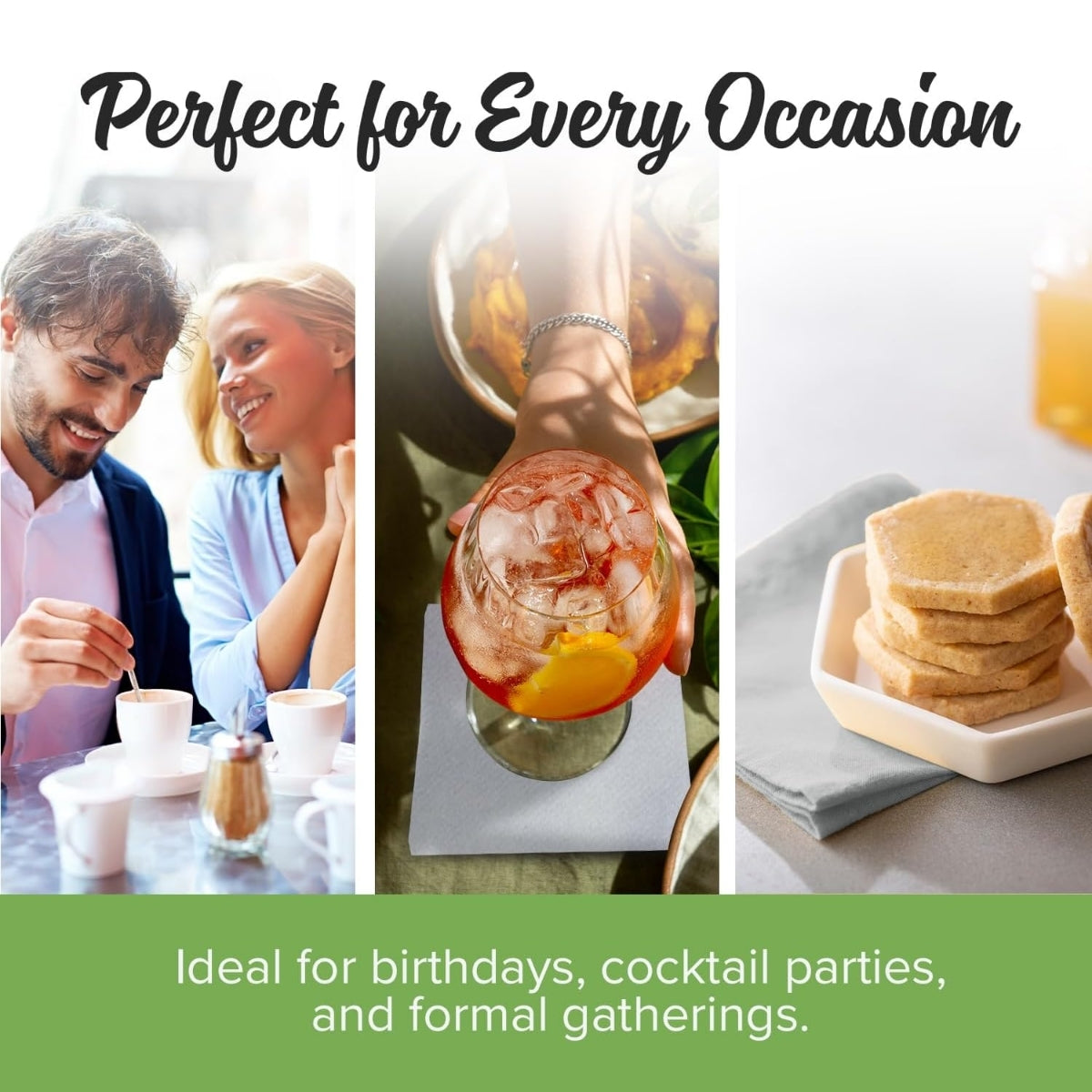lifestyle image showing white beverage napkin for party occasions 