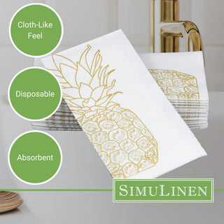 12"x17" SimuLinen Signature Gold Pineapple Guest Towel 100ct