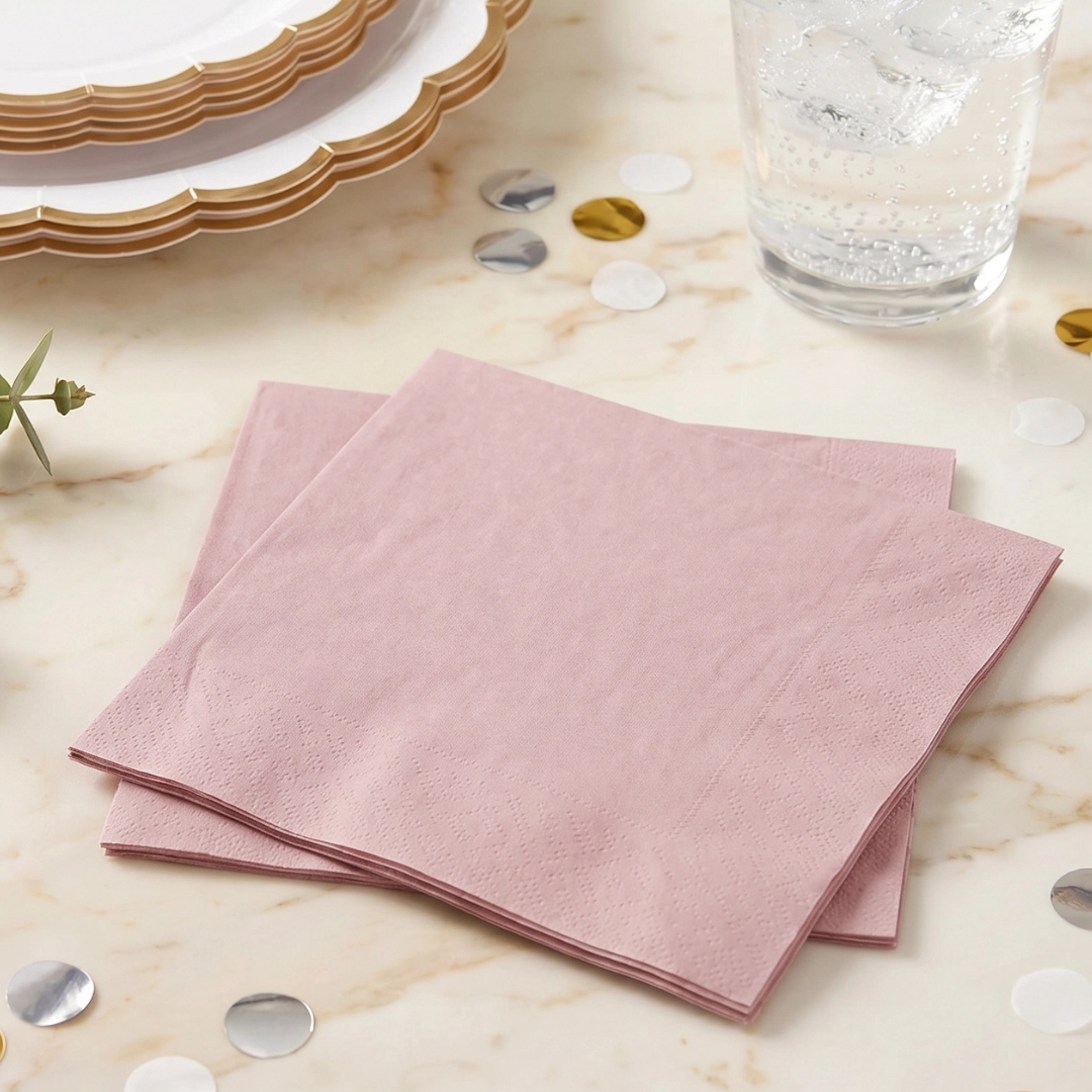 PINK / DUSTY ROSE Simplicity Disposable Napkins — Premium 3-Ply 13x13"