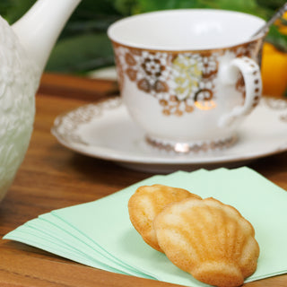 Pistachio beverage napkins with tea setting