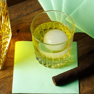 Pistachio beverage napkins with whiskey glass