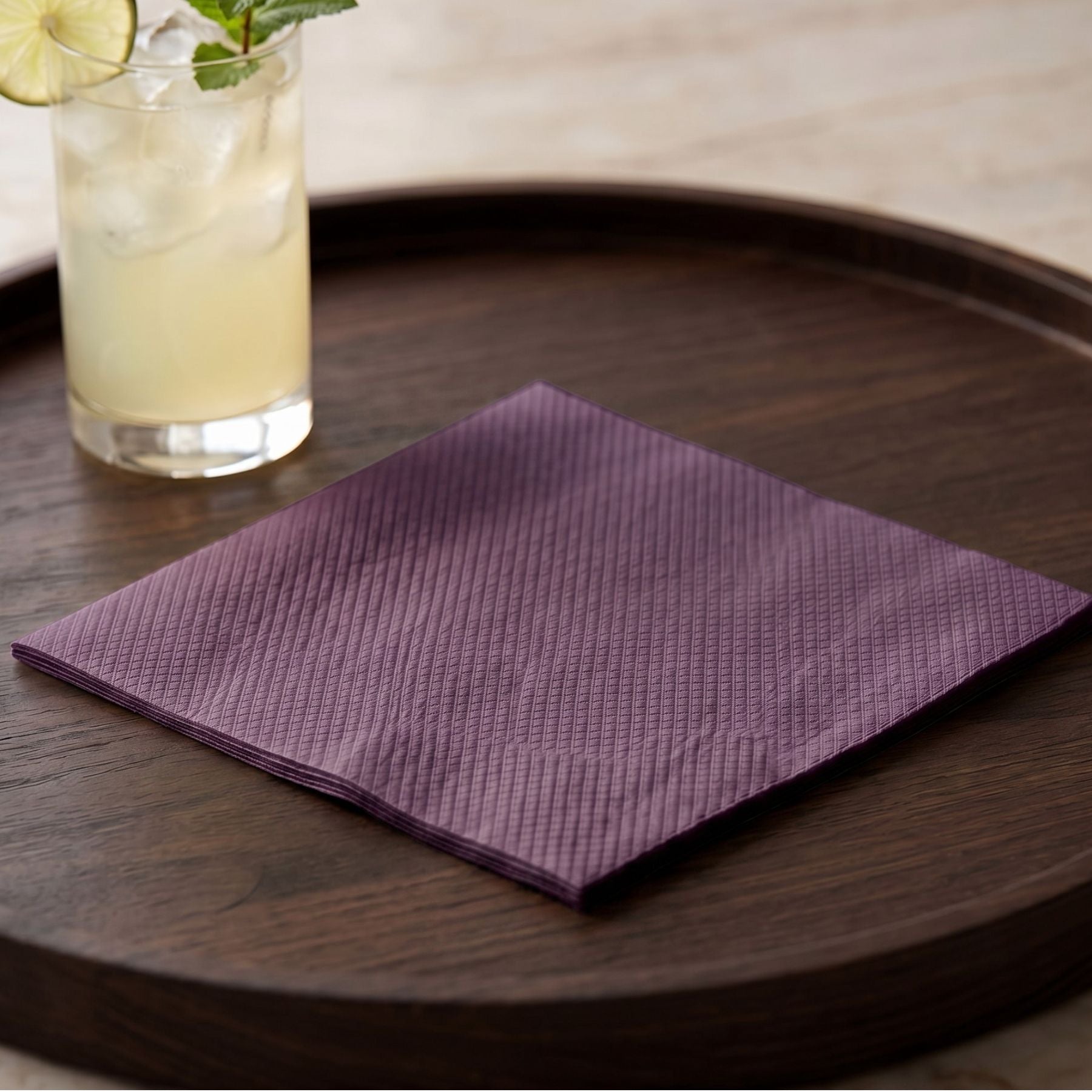 PURPLE AMETHYST Disposable Cocktail Napkins — Cloth-Like Airlaid 10x10"
