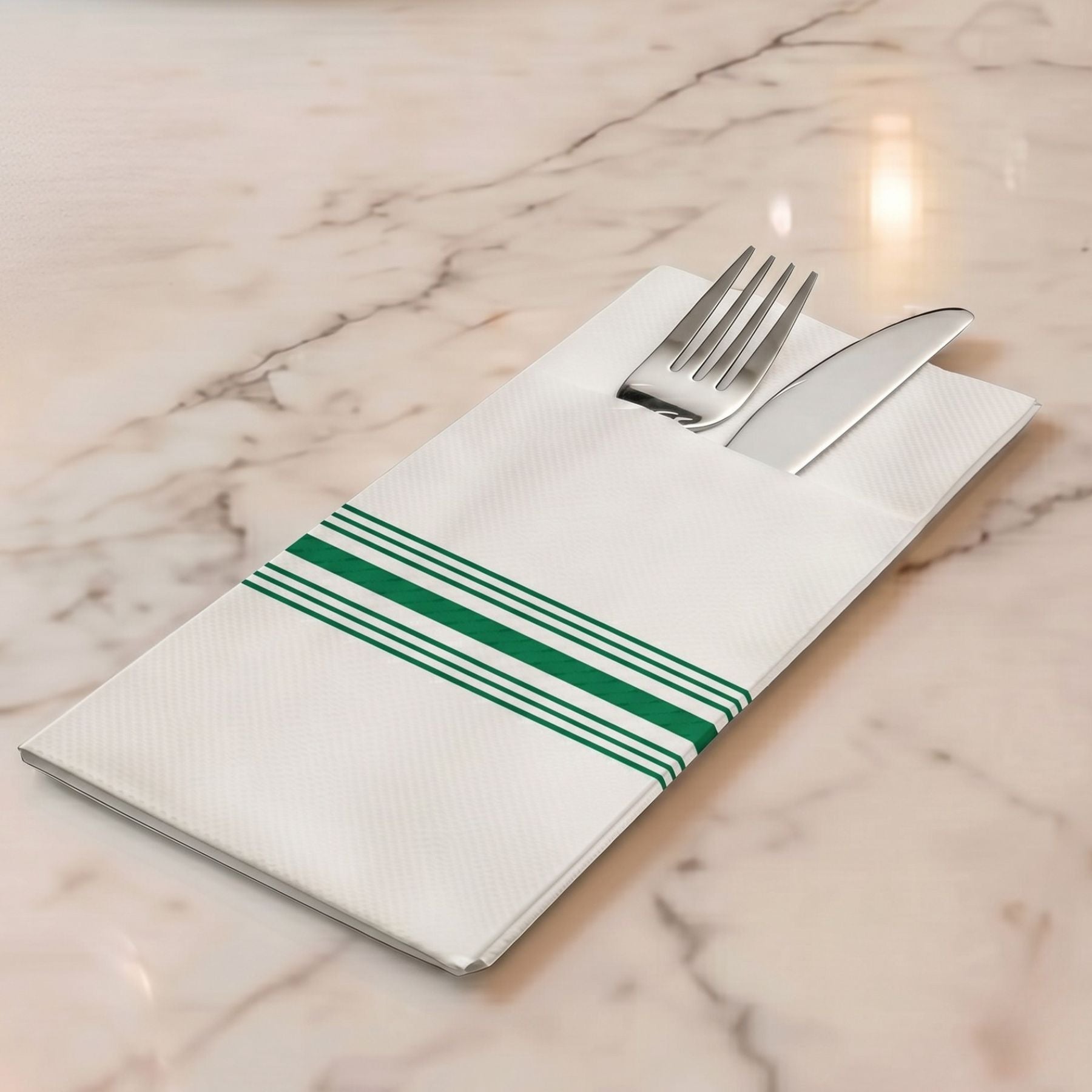 GREEN BISTRO Premium Disposable Pocket Napkins — Cloth-Like Airlaid 17x17"