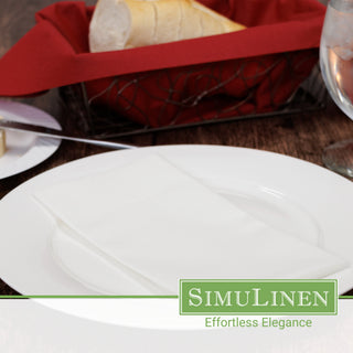 17"x17"  SimuLinen Premium Cloth-like Dinner Napkin WHITE with Discreet Pocket
