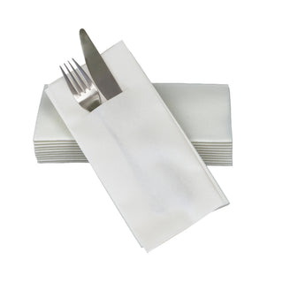 17"x17"  SimuLinen Premium Cloth-like Dinner Napkin WHITE with Discreet Pocket