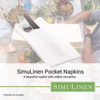 17"x17"  SimuLinen Premium Cloth-like Dinner Napkin WHITE with Discreet Pocket