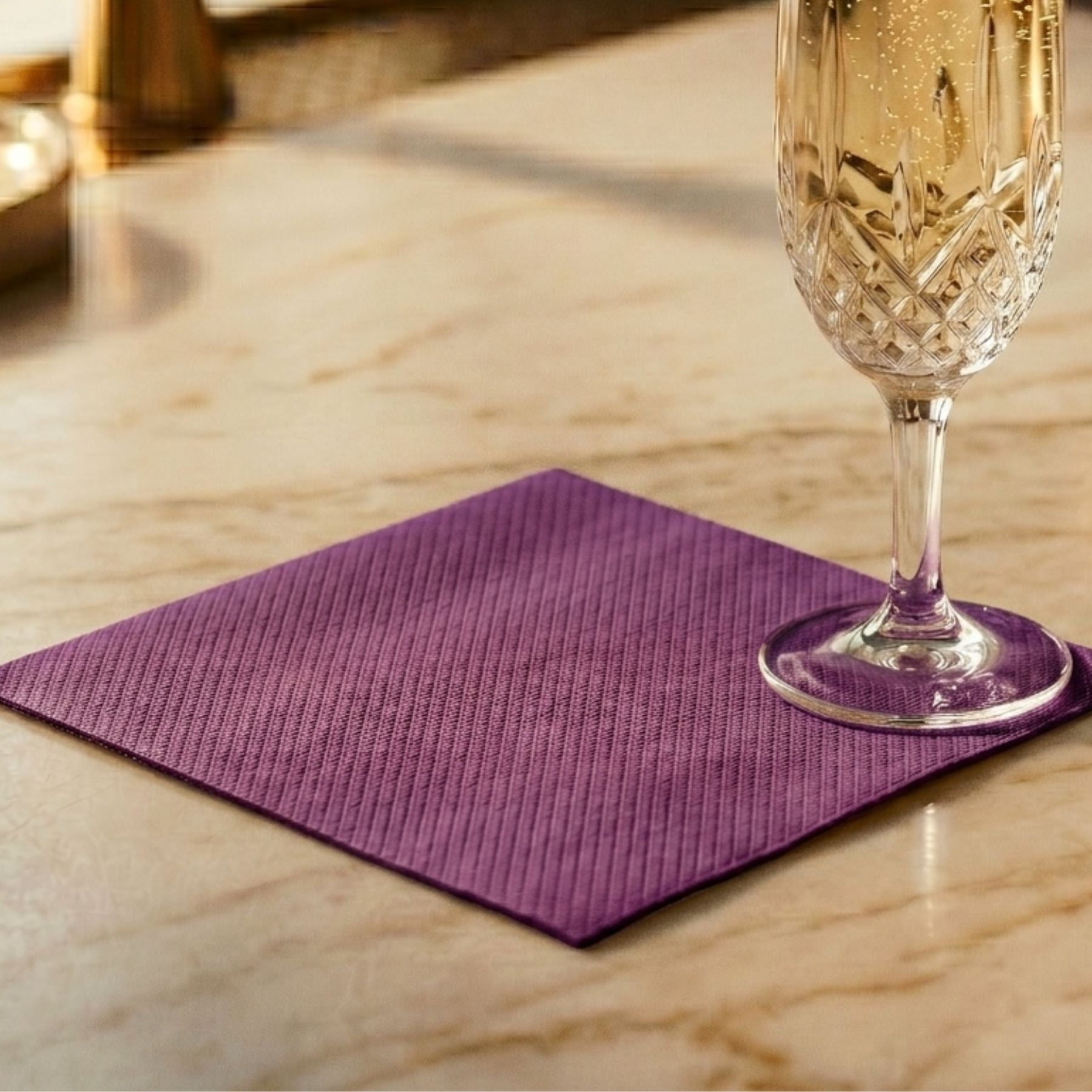PURPLE AMETHYST Disposable Cocktail Napkins — Cloth-Like Airlaid 10x10"