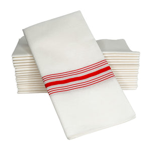 SimuLinen 16”x16” Select Bistro Napkins – Red Bistro – Disposable and Durable, Light Weight Paper Napkins, – Box of 75