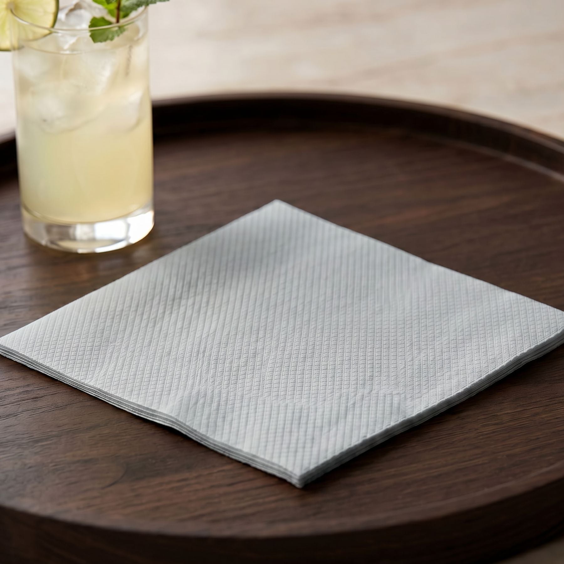GREY Disposable Cocktail Napkins — Cloth-Like Airlaid 10x10"