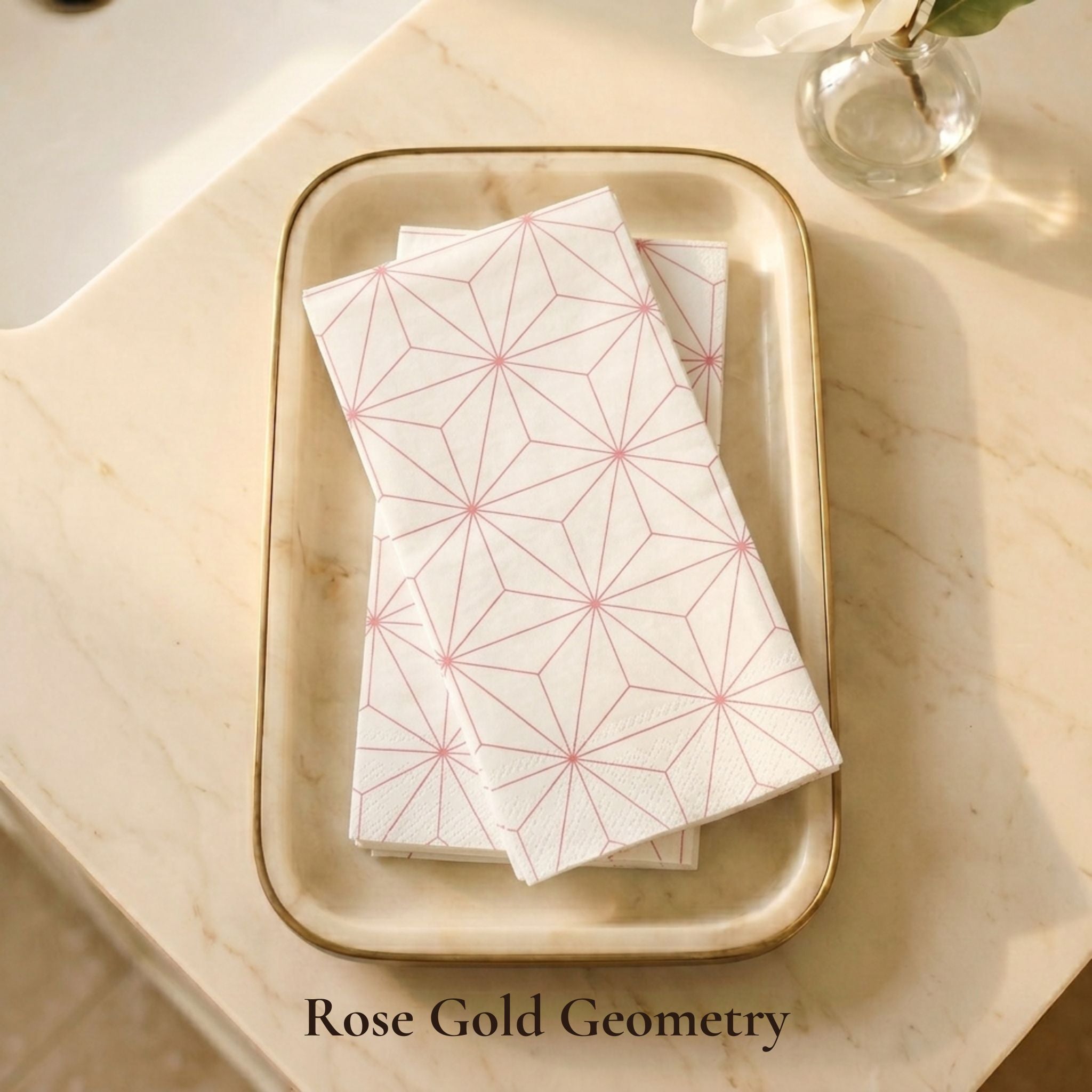 Rose Gold Geometry Guest Towel 25ct