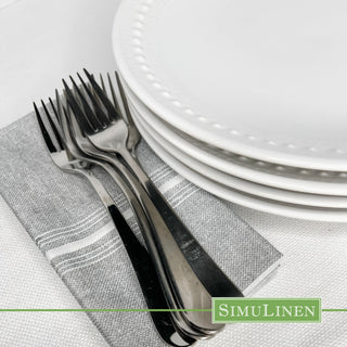 SimuLinen 16”x16”  Select Bistro Napkins – White and Grey – Disposable and Durable, Light Weight Paper Napkins, – Box of 75