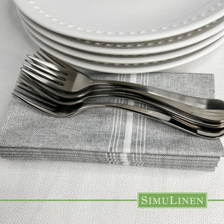 SimuLinen 16”x16”  Select Bistro Napkins – White and Grey – Disposable and Durable, Light Weight Paper Napkins, – Box of 75
