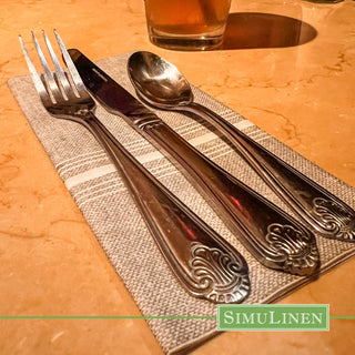 SimuLinen 16”x16”  Select Bistro Napkins – White and Grey – Disposable and Durable, Light Weight Paper Napkins, – Box of 75