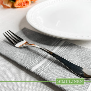 SimuLinen 16”x16”  Select Bistro Napkins – White and Grey – Disposable and Durable, Light Weight Paper Napkins, – Box of 75