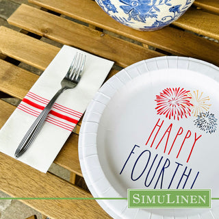 SimuLinen 16”x16” Select Bistro Napkins – Red Bistro – Disposable and Durable, Light Weight Paper Napkins, – Box of 75