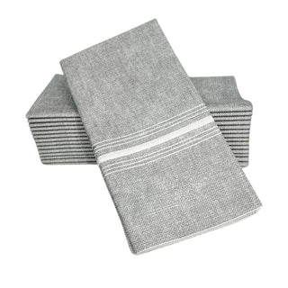 SimuLinen 16”x16”  Select Bistro Napkins – White and Grey – Disposable and Durable, Light Weight Paper Napkins, – Box of 75
