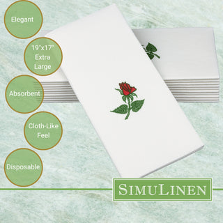 19"x17" SimuLinen Signature Rose Design Dinner Napkin