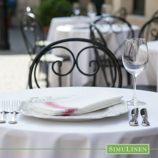 19"x17" SimuLinen Signature Red-Bistro Stripe Dinner Napkin