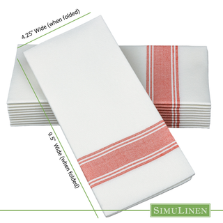 19"x17" SimuLinen Signature Red-Bistro Stripe Dinner Napkin