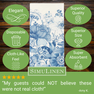 19"x17" SimuLinen Signature Blue-Garden Dinner Napkin