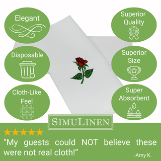 19"x17" SimuLinen Signature Rose Design Dinner Napkin