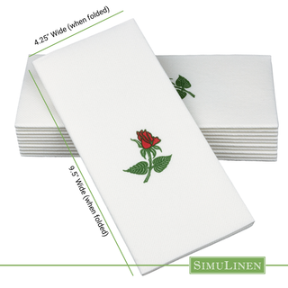 19"x17" SimuLinen Signature Rose Design Dinner Napkin