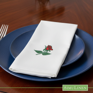 19"x17" SimuLinen Signature Rose Design Dinner Napkin